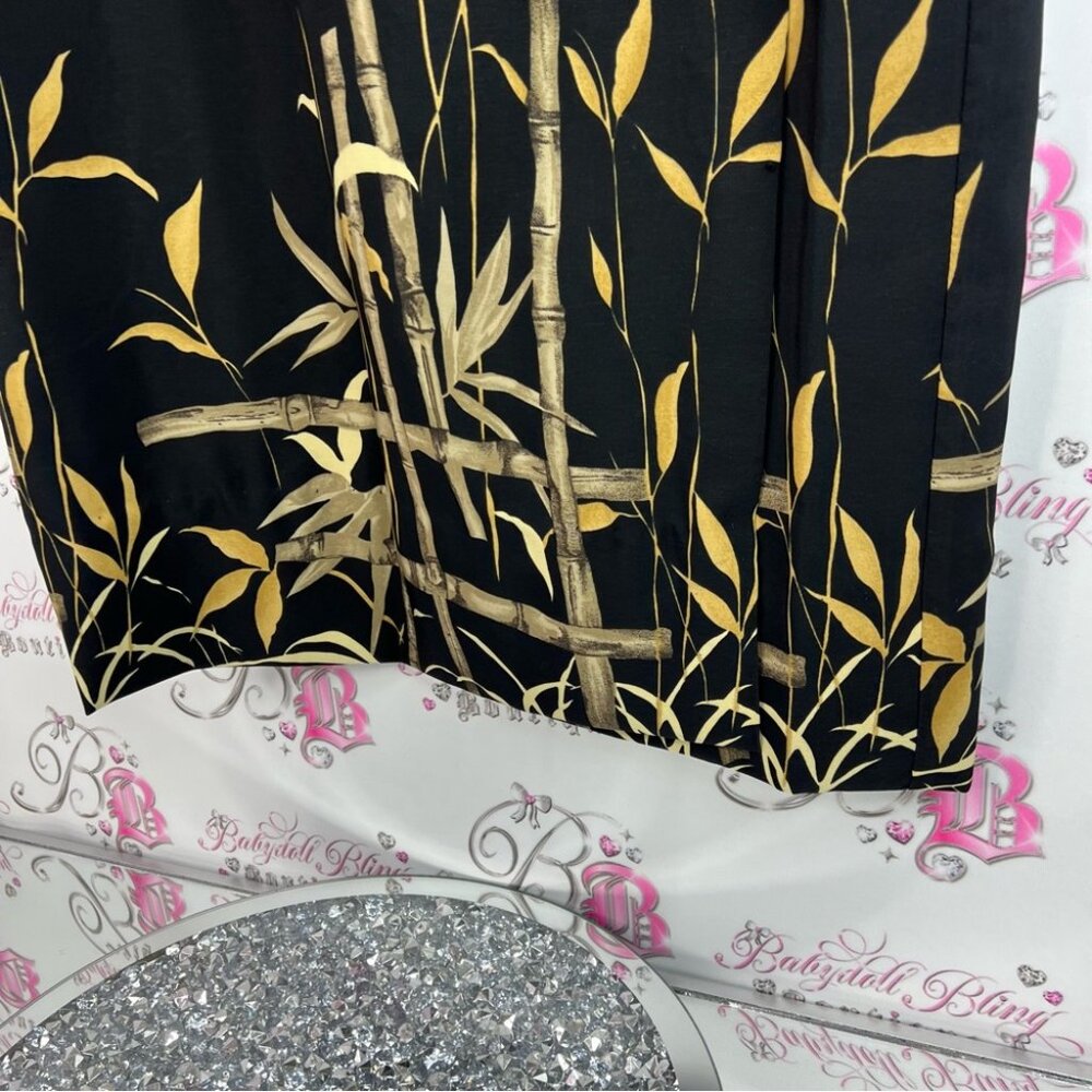 Jessica skirt bamboo sticks tropical Black and Gold Bamboo Pencil Skirt - Picture 5 of 12